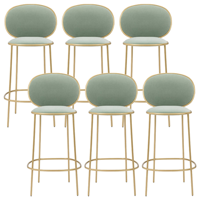 Contemporary Backrest Bar Stools Metal Barstool with Gold Legs Green 6 Piece Set Clearhalo 'Bar Furniture' 'Bar Stools' 'bar_stools' 'furn' 'furn_bar_stools' 'Furniture' 'Kitchen & Dining Furniture' 6395807
