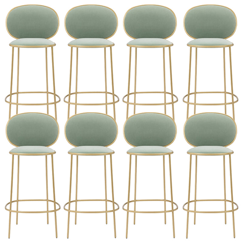 Contemporary Backrest Bar Stools Metal Barstool with Gold Legs Green 8 Piece Set Clearhalo 'Bar Furniture' 'Bar Stools' 'bar_stools' 'furn' 'furn_bar_stools' 'Furniture' 'Kitchen & Dining Furniture' 6395808