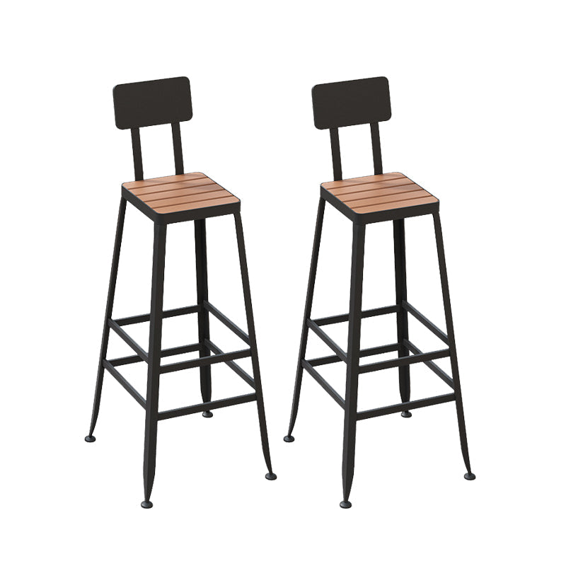 Contemporary Bar Stool Armless Barstool with Black Metal Legs 2 Piece Set Square Clearhalo 'Bar Furniture' 'Bar Stools' 'bar_stools' 'furn' 'furn_bar_stools' 'Furniture' 'Kitchen & Dining Furniture' 6395888