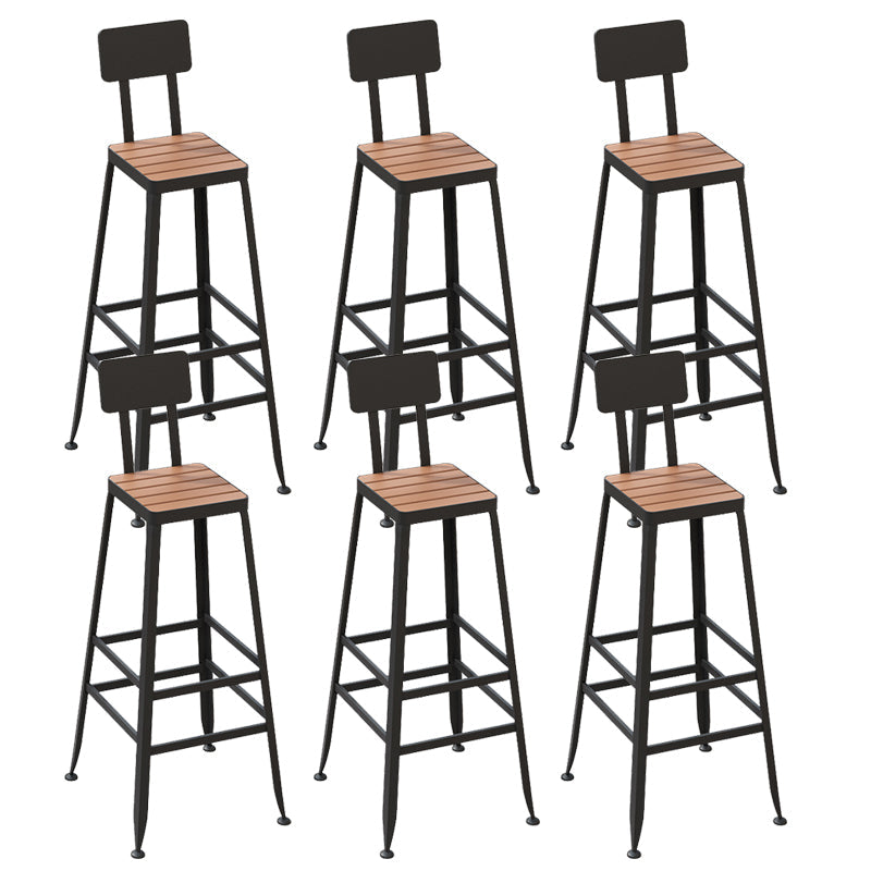 Contemporary Bar Stool Armless Barstool with Black Metal Legs 6 Piece Set Square Clearhalo 'Bar Furniture' 'Bar Stools' 'bar_stools' 'furn' 'furn_bar_stools' 'Furniture' 'Kitchen & Dining Furniture' 6395891