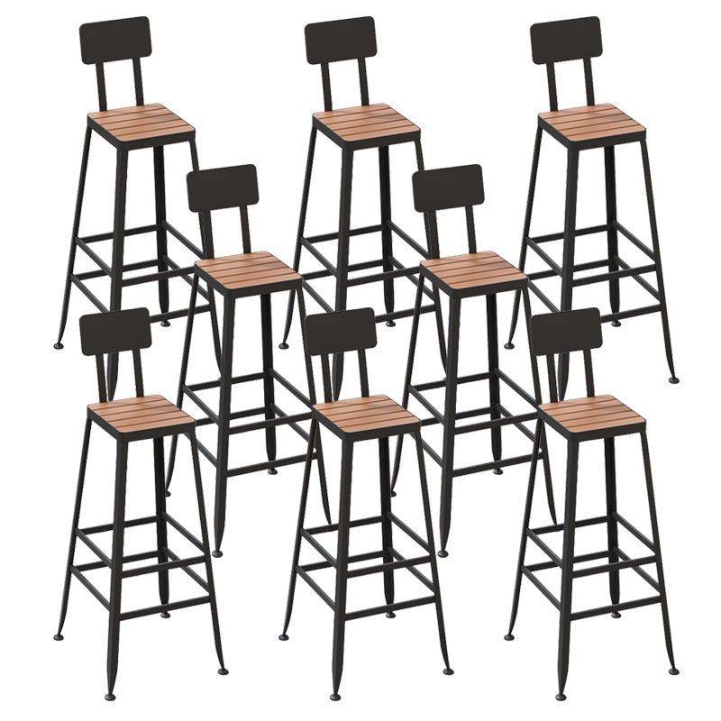Contemporary Bar Stool Armless Barstool with Black Metal Legs 8 Piece Set Square Clearhalo 'Bar Furniture' 'Bar Stools' 'bar_stools' 'furn' 'furn_bar_stools' 'Furniture' 'Kitchen & Dining Furniture' 6395893