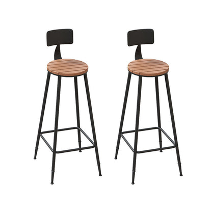 Contemporary Bar Stool Armless Barstool with Black Metal Legs 2 Piece Set Round Clearhalo 'Bar Furniture' 'Bar Stools' 'bar_stools' 'furn' 'furn_bar_stools' 'Furniture' 'Kitchen & Dining Furniture' 6395897