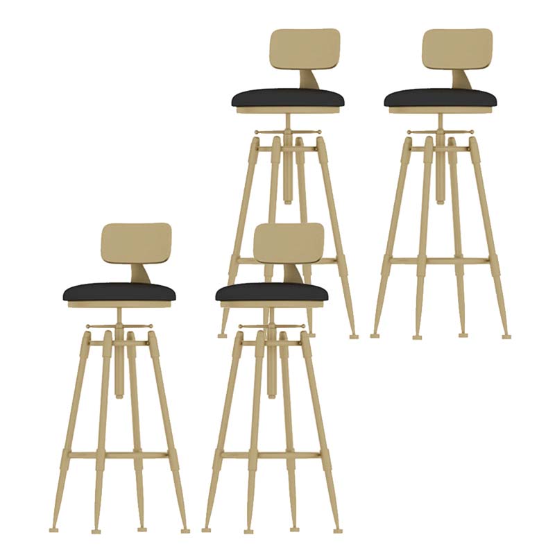 Upholstered Adjustable Height Bar Stool Industrial Iron Frame Stool Black 4 Piece Set Low Back Clearhalo 'Bar Furniture' 'Bar Stools' 'bar_stools' 'furn' 'furn_bar_stools' 'Furniture' 'Kitchen & Dining Furniture' 6395907