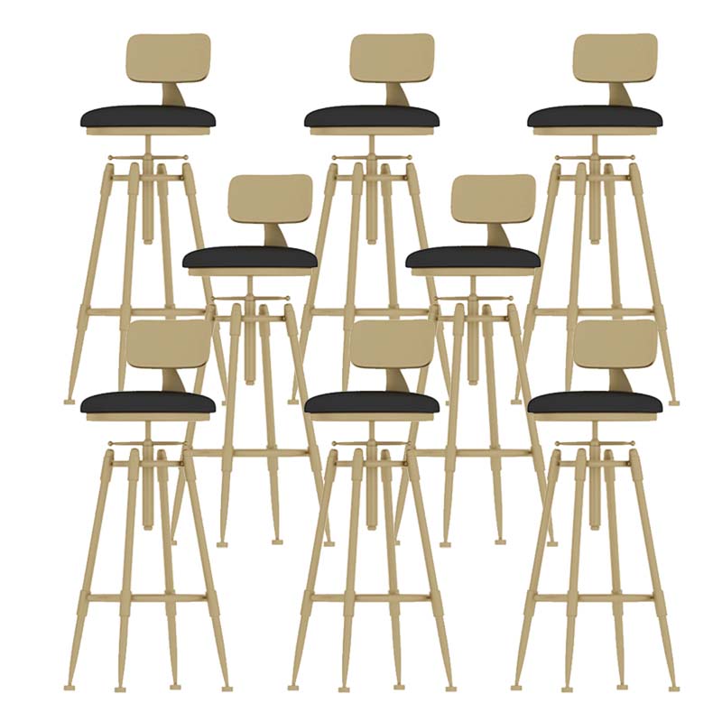 Upholstered Adjustable Height Bar Stool Industrial Iron Frame Stool Black 8 Piece Set Low Back Clearhalo 'Bar Furniture' 'Bar Stools' 'bar_stools' 'furn' 'furn_bar_stools' 'Furniture' 'Kitchen & Dining Furniture' 6395911