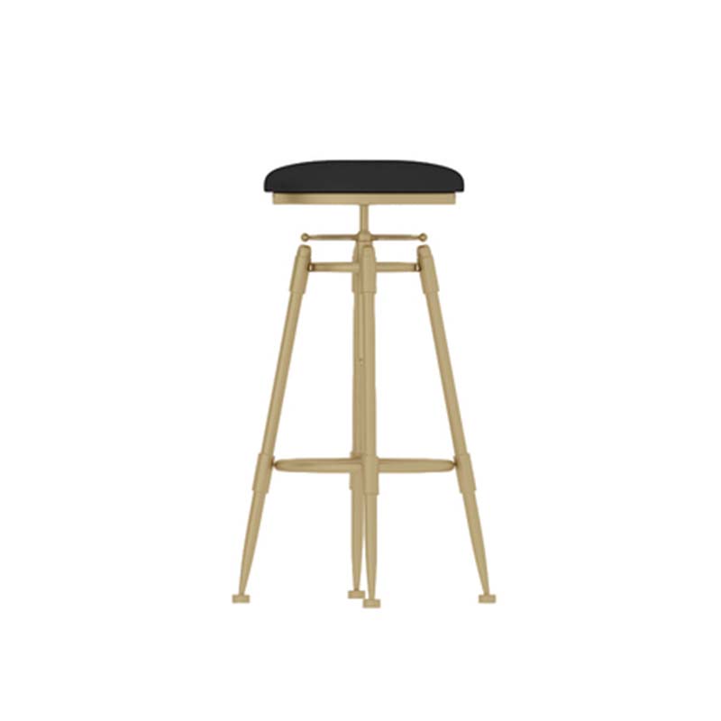 Upholstered Adjustable Height Bar Stool Industrial Iron Frame Stool Black 1 Piece Backless Clearhalo 'Bar Furniture' 'Bar Stools' 'bar_stools' 'furn' 'furn_bar_stools' 'Furniture' 'Kitchen & Dining Furniture' 6395912