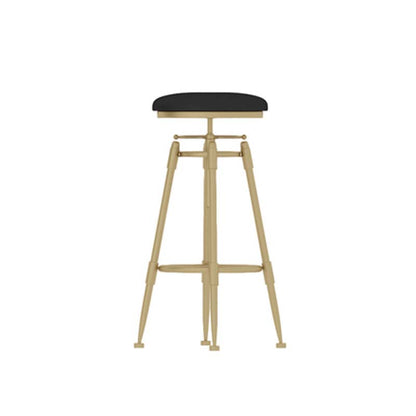 Upholstered Adjustable Height Bar Stool Industrial Iron Frame Stool Black 1 Piece Backless Clearhalo 'Bar Furniture' 'Bar Stools' 'bar_stools' 'furn' 'furn_bar_stools' 'Furniture' 'Kitchen & Dining Furniture' 6395912