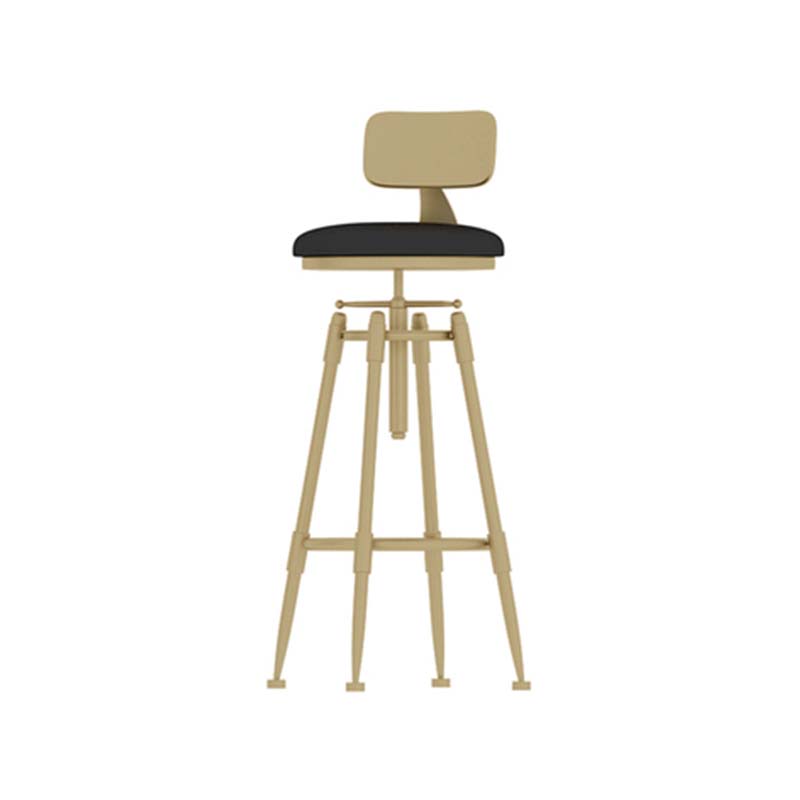Upholstered Adjustable Height Bar Stool Industrial Iron Frame Stool Black 1 Piece Low Back Clearhalo 'Bar Furniture' 'Bar Stools' 'bar_stools' 'furn' 'furn_bar_stools' 'Furniture' 'Kitchen & Dining Furniture' 6395913