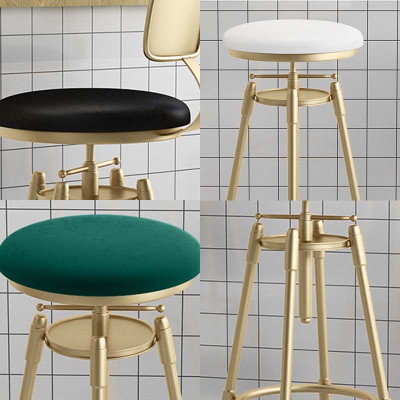 Upholstered Adjustable Height Bar Stool Industrial Iron Frame Stool Clearhalo 'Bar Furniture' 'Bar Stools' 'bar_stools' 'furn' 'furn_bar_stools' 'Furniture' 'Kitchen & Dining Furniture' 6395915