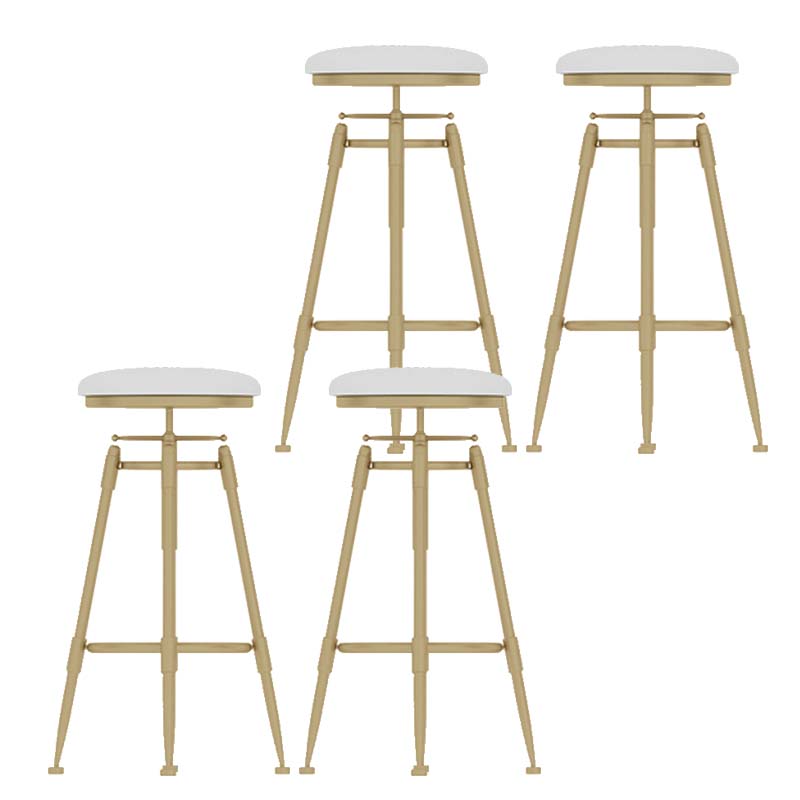 Upholstered Adjustable Height Bar Stool Industrial Iron Frame Stool White 4 Piece Set Backless Clearhalo 'Bar Furniture' 'Bar Stools' 'bar_stools' 'furn' 'furn_bar_stools' 'Furniture' 'Kitchen & Dining Furniture' 6395922