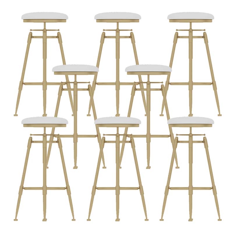 Upholstered Adjustable Height Bar Stool Industrial Iron Frame Stool White 8 Piece Set Backless Clearhalo 'Bar Furniture' 'Bar Stools' 'bar_stools' 'furn' 'furn_bar_stools' 'Furniture' 'Kitchen & Dining Furniture' 6395924