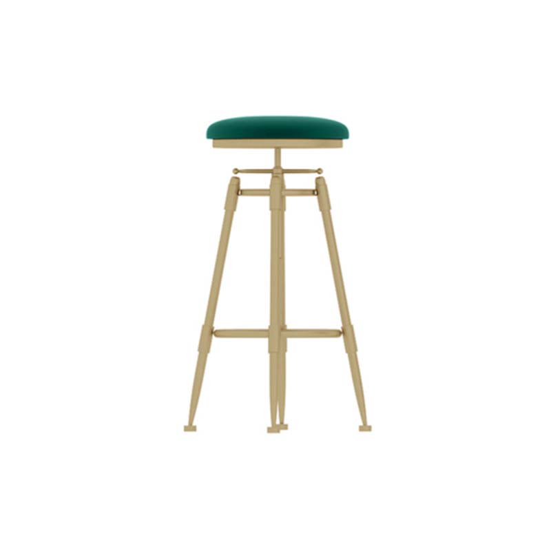 Upholstered Adjustable Height Bar Stool Industrial Iron Frame Stool Green 1 Piece Backless Clearhalo 'Bar Furniture' 'Bar Stools' 'bar_stools' 'furn' 'furn_bar_stools' 'Furniture' 'Kitchen & Dining Furniture' 6395925