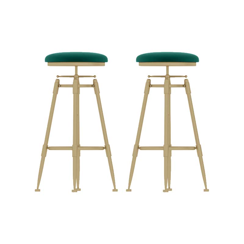 Upholstered Adjustable Height Bar Stool Industrial Iron Frame Stool Green 2 Piece Set Backless Clearhalo 'Bar Furniture' 'Bar Stools' 'bar_stools' 'furn' 'furn_bar_stools' 'Furniture' 'Kitchen & Dining Furniture' 6395926