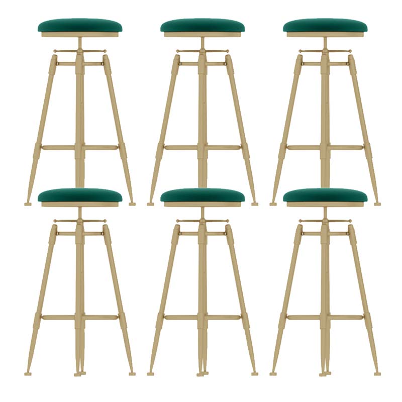 Upholstered Adjustable Height Bar Stool Industrial Iron Frame Stool Green 6 Piece Set Backless Clearhalo 'Bar Furniture' 'Bar Stools' 'bar_stools' 'furn' 'furn_bar_stools' 'Furniture' 'Kitchen & Dining Furniture' 6395928