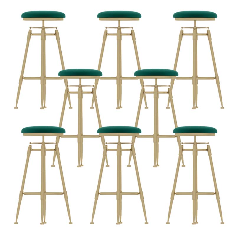 Upholstered Adjustable Height Bar Stool Industrial Iron Frame Stool Green 8 Piece Set Backless Clearhalo 'Bar Furniture' 'Bar Stools' 'bar_stools' 'furn' 'furn_bar_stools' 'Furniture' 'Kitchen & Dining Furniture' 6395929