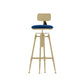 Upholstered Adjustable Height Bar Stool Industrial Iron Frame Stool Blue 1 Piece Low Back Clearhalo 'Bar Furniture' 'Bar Stools' 'bar_stools' 'furn' 'furn_bar_stools' 'Furniture' 'Kitchen & Dining Furniture' 6395930