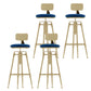 Upholstered Adjustable Height Bar Stool Industrial Iron Frame Stool Blue 4 Piece Set Low Back Clearhalo 'Bar Furniture' 'Bar Stools' 'bar_stools' 'furn' 'furn_bar_stools' 'Furniture' 'Kitchen & Dining Furniture' 6395932