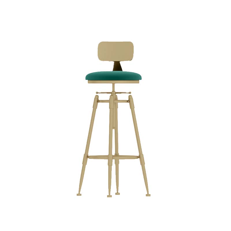 Upholstered Adjustable Height Bar Stool Industrial Iron Frame Stool Green 1 Piece Low Back Clearhalo 'Bar Furniture' 'Bar Stools' 'bar_stools' 'furn' 'furn_bar_stools' 'Furniture' 'Kitchen & Dining Furniture' 6395935