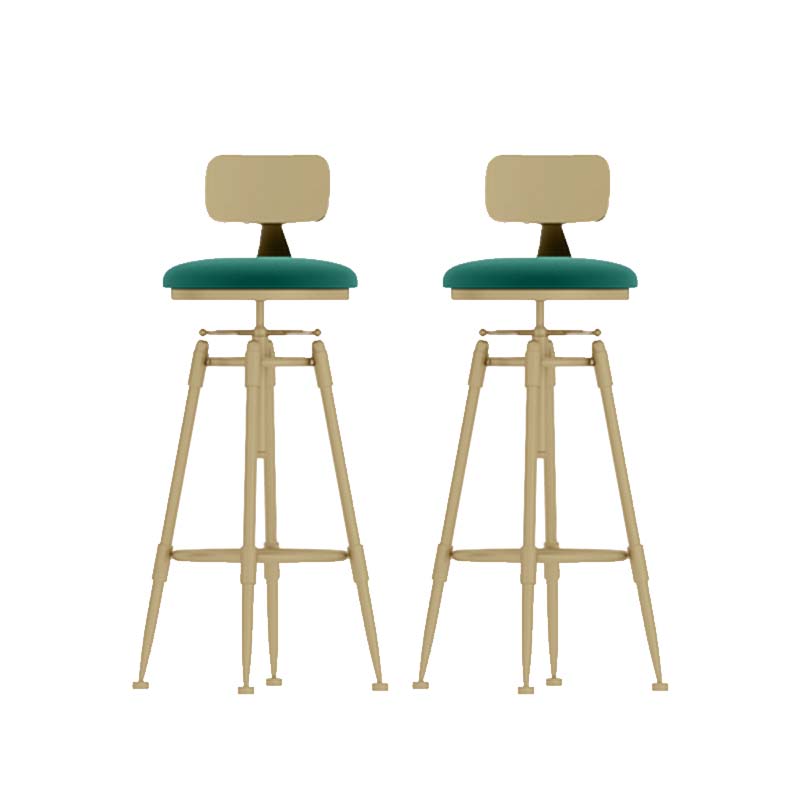 Upholstered Adjustable Height Bar Stool Industrial Iron Frame Stool Green 2 Piece Set Low Back Clearhalo 'Bar Furniture' 'Bar Stools' 'bar_stools' 'furn' 'furn_bar_stools' 'Furniture' 'Kitchen & Dining Furniture' 6395936