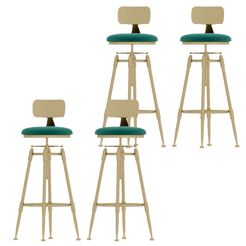 Upholstered Adjustable Height Bar Stool Industrial Iron Frame Stool Green 4 Piece Set Low Back Clearhalo 'Bar Furniture' 'Bar Stools' 'bar_stools' 'furn' 'furn_bar_stools' 'Furniture' 'Kitchen & Dining Furniture' 6395937
