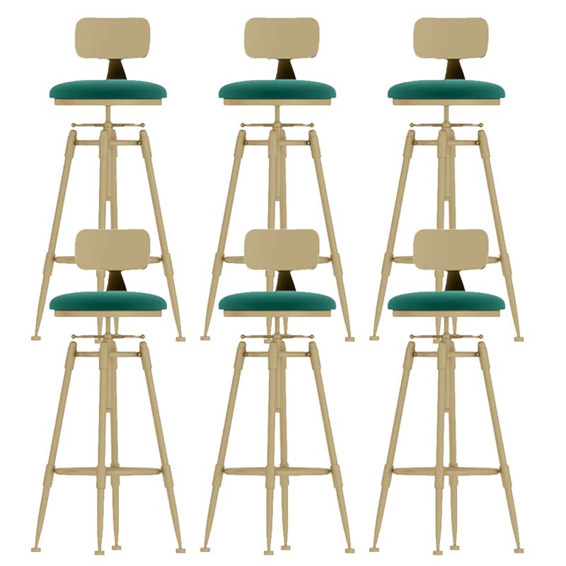 Upholstered Adjustable Height Bar Stool Industrial Iron Frame Stool Green 6 Piece Set Low Back Clearhalo 'Bar Furniture' 'Bar Stools' 'bar_stools' 'furn' 'furn_bar_stools' 'Furniture' 'Kitchen & Dining Furniture' 6395938