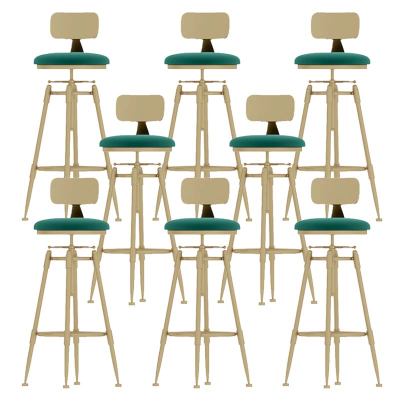Upholstered Adjustable Height Bar Stool Industrial Iron Frame Stool Green 8 Piece Set Low Back Clearhalo 'Bar Furniture' 'Bar Stools' 'bar_stools' 'furn' 'furn_bar_stools' 'Furniture' 'Kitchen & Dining Furniture' 6395939