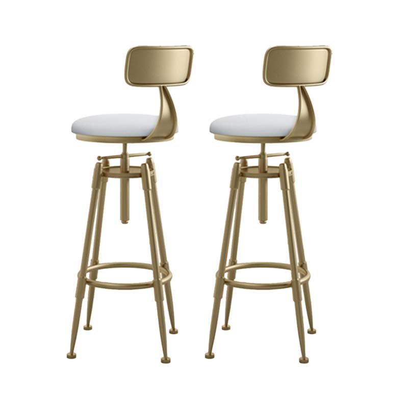 Upholstered Adjustable Height Bar Stool Industrial Iron Frame Stool White 2 Piece Set Low Back Clearhalo 'Bar Furniture' 'Bar Stools' 'bar_stools' 'furn' 'furn_bar_stools' 'Furniture' 'Kitchen & Dining Furniture' 6395941