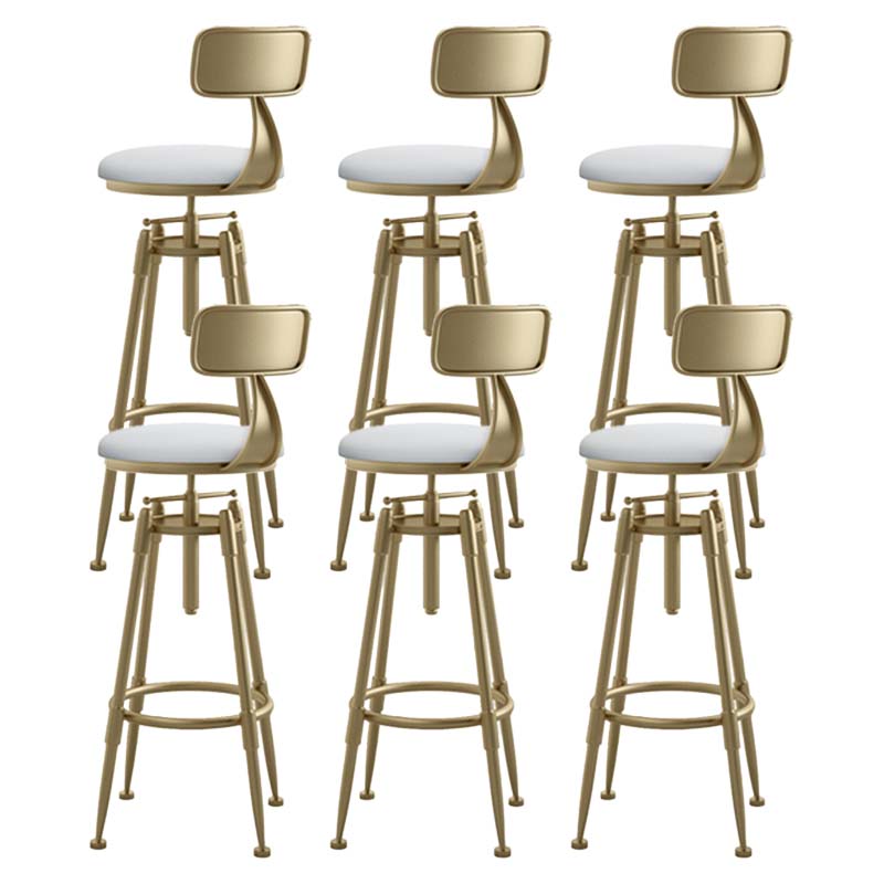 Upholstered Adjustable Height Bar Stool Industrial Iron Frame Stool White 6 Piece Set Low Back Clearhalo 'Bar Furniture' 'Bar Stools' 'bar_stools' 'furn' 'furn_bar_stools' 'Furniture' 'Kitchen & Dining Furniture' 6395943