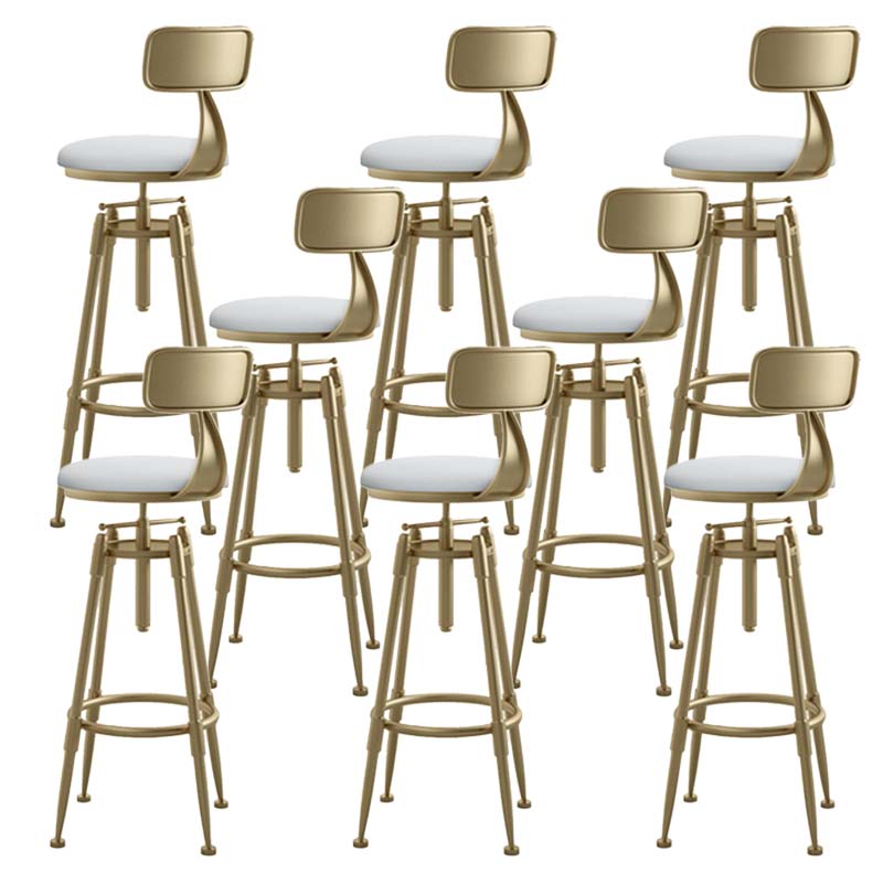 Upholstered Adjustable Height Bar Stool Industrial Iron Frame Stool White 8 Piece Set Low Back Clearhalo 'Bar Furniture' 'Bar Stools' 'bar_stools' 'furn' 'furn_bar_stools' 'Furniture' 'Kitchen & Dining Furniture' 6395944