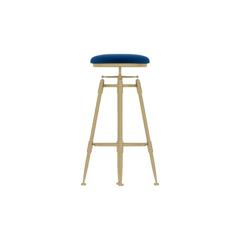 Upholstered Adjustable Height Bar Stool Industrial Iron Frame Stool Blue 1 Piece Backless Clearhalo 'Bar Furniture' 'Bar Stools' 'bar_stools' 'furn' 'furn_bar_stools' 'Furniture' 'Kitchen & Dining Furniture' 6395945