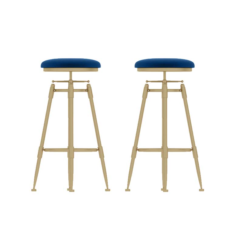 Upholstered Adjustable Height Bar Stool Industrial Iron Frame Stool Blue 2 Piece Set Backless Clearhalo 'Bar Furniture' 'Bar Stools' 'bar_stools' 'furn' 'furn_bar_stools' 'Furniture' 'Kitchen & Dining Furniture' 6395946