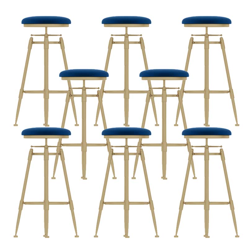 Upholstered Adjustable Height Bar Stool Industrial Iron Frame Stool Blue 8 Piece Set Backless Clearhalo 'Bar Furniture' 'Bar Stools' 'bar_stools' 'furn' 'furn_bar_stools' 'Furniture' 'Kitchen & Dining Furniture' 6395949
