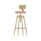 Upholstered Adjustable Height Bar Stool Industrial Iron Frame Stool Pink 1 Piece Low Back Clearhalo 'Bar Furniture' 'Bar Stools' 'bar_stools' 'furn' 'furn_bar_stools' 'Furniture' 'Kitchen & Dining Furniture' 6395950