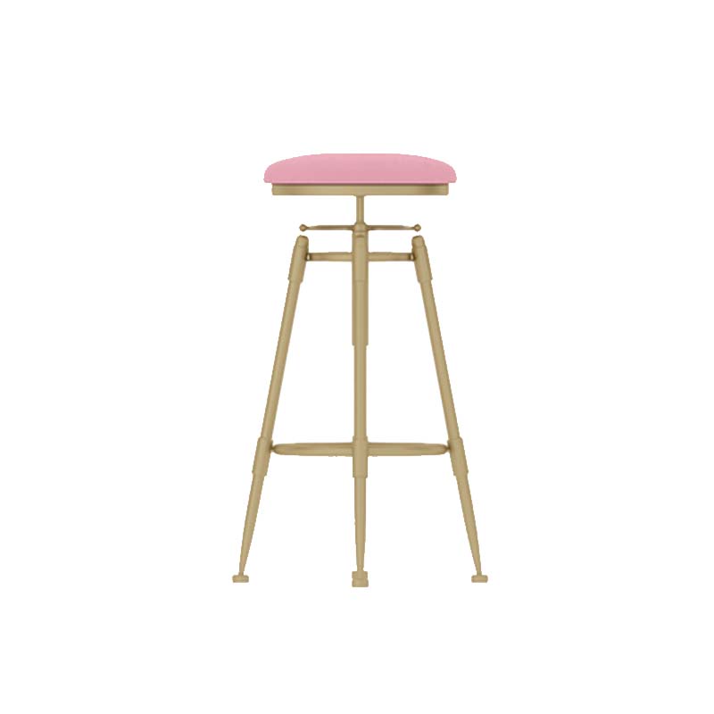 Upholstered Adjustable Height Bar Stool Industrial Iron Frame Stool Pink 1 Piece Backless Clearhalo 'Bar Furniture' 'Bar Stools' 'bar_stools' 'furn' 'furn_bar_stools' 'Furniture' 'Kitchen & Dining Furniture' 6395955