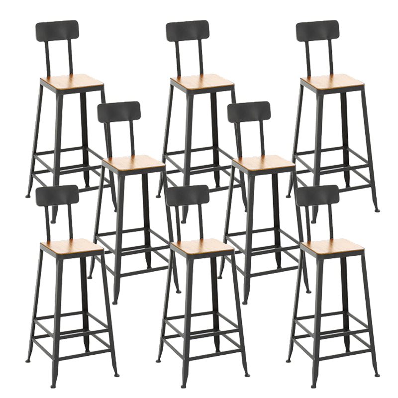 Industrial Style Bar Stools Armless Barstool with Black Metal Legs With Back 8 Piece Set Non-Upholstered Clearhalo 'Bar Furniture' 'Bar Stools' 'bar_stools' 'furn' 'furn_bar_stools' 'Furniture' 'Kitchen & Dining Furniture' 6395981