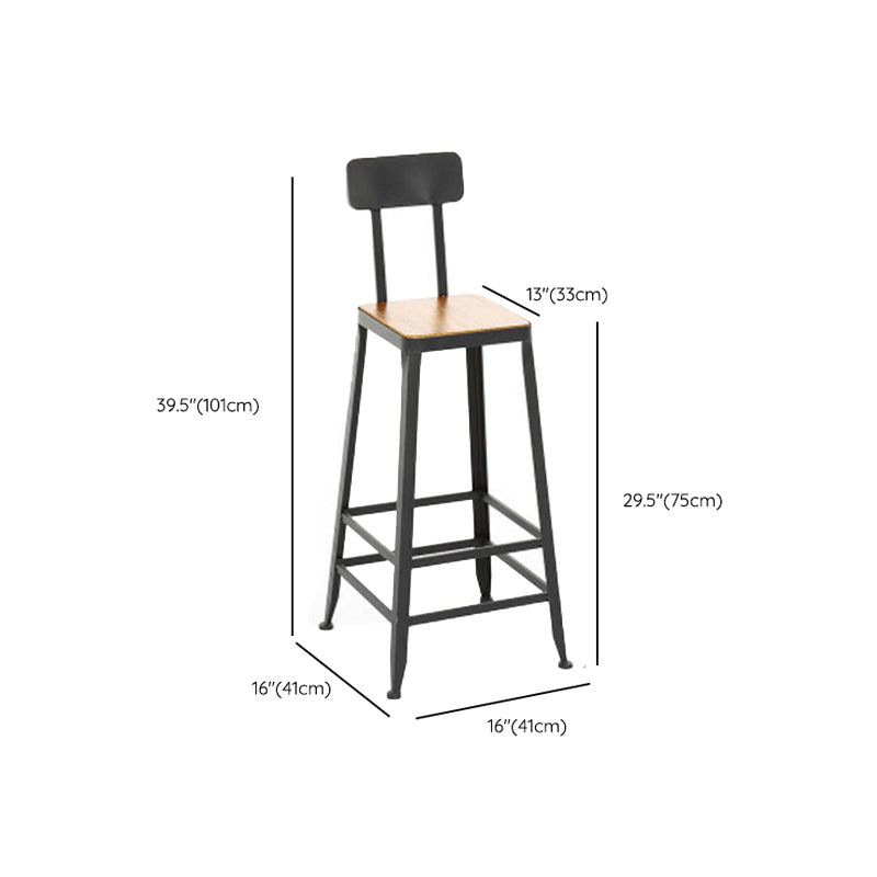 Industrial Style Bar Stools Armless Barstool with Black Metal Legs Clearhalo 'Bar Furniture' 'Bar Stools' 'bar_stools' 'furn' 'furn_bar_stools' 'Furniture' 'Kitchen & Dining Furniture' 6395983