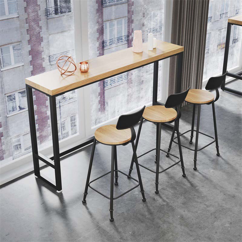 Industrial Style Bar Stools Backrest Barstool with Black Metal Legs Clearhalo 'Bar Furniture' 'Bar Stools' 'bar_stools' 'furn' 'furn_bar_stools' 'Furniture' 'Kitchen & Dining Furniture' 6396025