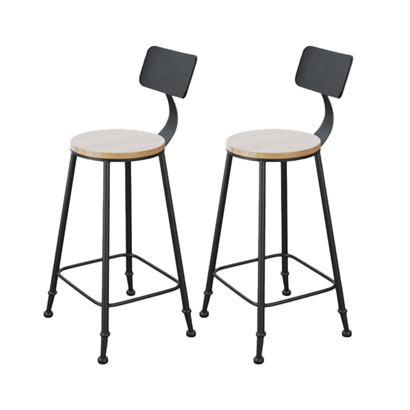 Industrial Style Bar Stools Backrest Barstool with Black Metal Legs 2 Piece Set Non-Upholstered Clearhalo 'Bar Furniture' 'Bar Stools' 'bar_stools' 'furn' 'furn_bar_stools' 'Furniture' 'Kitchen & Dining Furniture' 6396026