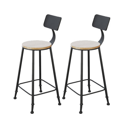 Industrial Style Bar Stools Backrest Barstool with Black Metal Legs 2 Piece Set Non-Upholstered Clearhalo 'Bar Furniture' 'Bar Stools' 'bar_stools' 'furn' 'furn_bar_stools' 'Furniture' 'Kitchen & Dining Furniture' 6396026
