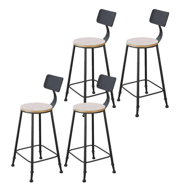 Industrial Style Bar Stools Backrest Barstool with Black Metal Legs 4 Piece Set Non-Upholstered Clearhalo 'Bar Furniture' 'Bar Stools' 'bar_stools' 'furn' 'furn_bar_stools' 'Furniture' 'Kitchen & Dining Furniture' 6396027