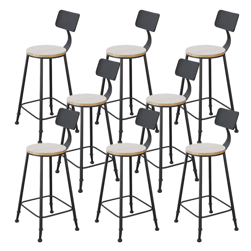Industrial Style Bar Stools Backrest Barstool with Black Metal Legs 8 Piece Set Non-Upholstered Clearhalo 'Bar Furniture' 'Bar Stools' 'bar_stools' 'furn' 'furn_bar_stools' 'Furniture' 'Kitchen & Dining Furniture' 6396031