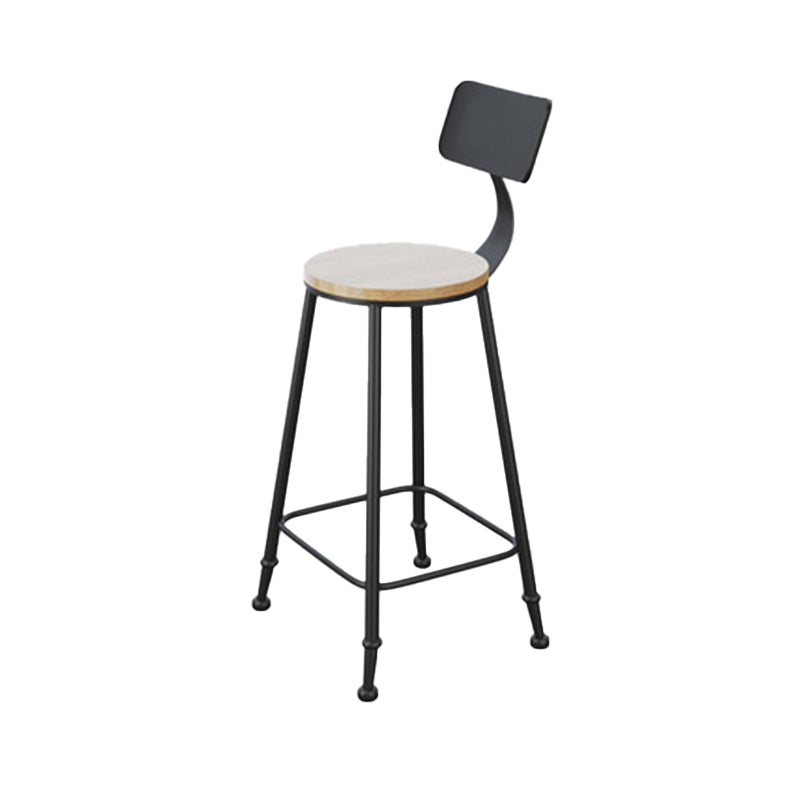 Industrial Style Bar Stools Backrest Barstool with Black Metal Legs Clearhalo 'Bar Furniture' 'Bar Stools' 'bar_stools' 'furn' 'furn_bar_stools' 'Furniture' 'Kitchen & Dining Furniture' 6396033
