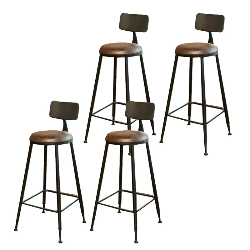 Industrial Style Bar Stools Backrest Barstool with Black Metal Legs 4 Piece Set Upholstered Clearhalo 'Bar Furniture' 'Bar Stools' 'bar_stools' 'furn' 'furn_bar_stools' 'Furniture' 'Kitchen & Dining Furniture' 6396036