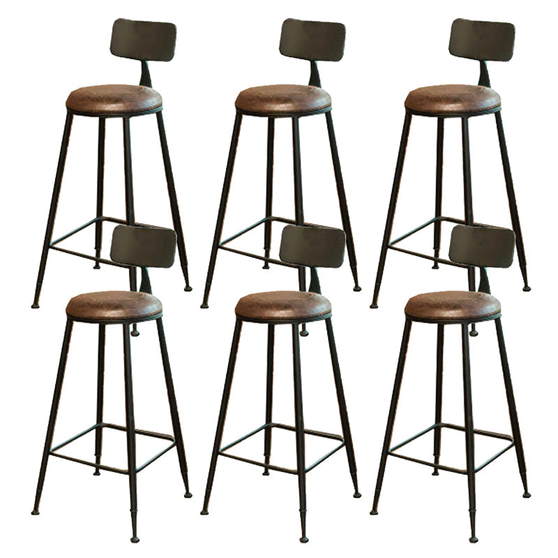 Industrial Style Bar Stools Backrest Barstool with Black Metal Legs 6 Piece Set Upholstered Clearhalo 'Bar Furniture' 'Bar Stools' 'bar_stools' 'furn' 'furn_bar_stools' 'Furniture' 'Kitchen & Dining Furniture' 6396037