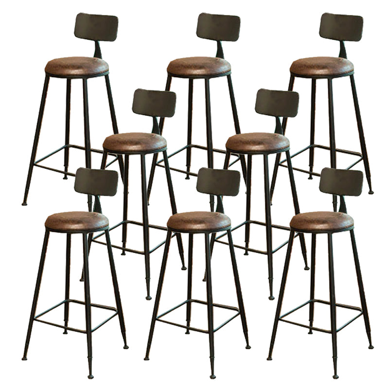 Industrial Style Bar Stools Backrest Barstool with Black Metal Legs 8 Piece Set Upholstered Clearhalo 'Bar Furniture' 'Bar Stools' 'bar_stools' 'furn' 'furn_bar_stools' 'Furniture' 'Kitchen & Dining Furniture' 6396038