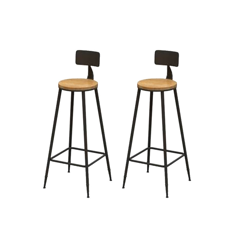 Contemporary Bar Stool Backrest Barstool with Black Metal Legs 2 Piece Set Clearhalo 'Bar Furniture' 'Bar Stools' 'bar_stools' 'furn' 'furn_bar_stools' 'Furniture' 'Kitchen & Dining Furniture' 6396129