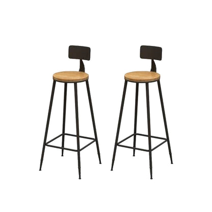 Contemporary Bar Stool Backrest Barstool with Black Metal Legs 2 Piece Set Clearhalo 'Bar Furniture' 'Bar Stools' 'bar_stools' 'furn' 'furn_bar_stools' 'Furniture' 'Kitchen & Dining Furniture' 6396129