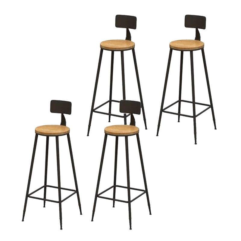 Contemporary Bar Stool Backrest Barstool with Black Metal Legs 4 Piece Set Clearhalo 'Bar Furniture' 'Bar Stools' 'bar_stools' 'furn' 'furn_bar_stools' 'Furniture' 'Kitchen & Dining Furniture' 6396130