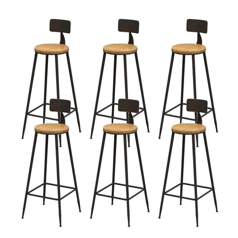 Contemporary Bar Stool Backrest Barstool with Black Metal Legs 6 Piece Set Clearhalo 'Bar Furniture' 'Bar Stools' 'bar_stools' 'furn' 'furn_bar_stools' 'Furniture' 'Kitchen & Dining Furniture' 6396132