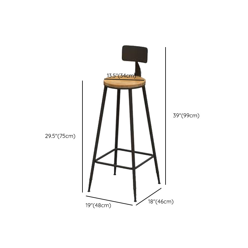 Contemporary Bar Stool Backrest Barstool with Black Metal Legs Clearhalo 'Bar Furniture' 'Bar Stools' 'bar_stools' 'furn' 'furn_bar_stools' 'Furniture' 'Kitchen & Dining Furniture' 6396138