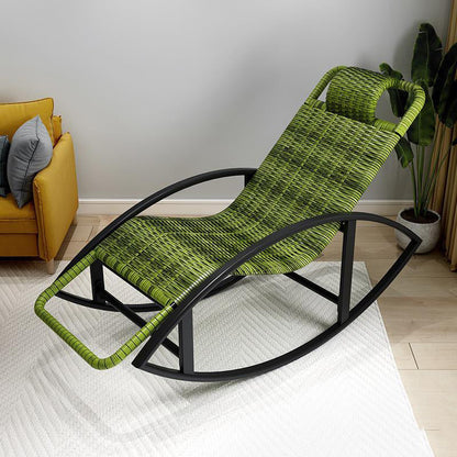 Chaise de fauteuil inclinable créatif chaise de rocker extérieur en osier avec des jambes sombres